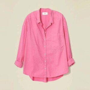 Xirena "Jordy" Striped Cotton Shirt in Hot Pink, size Small